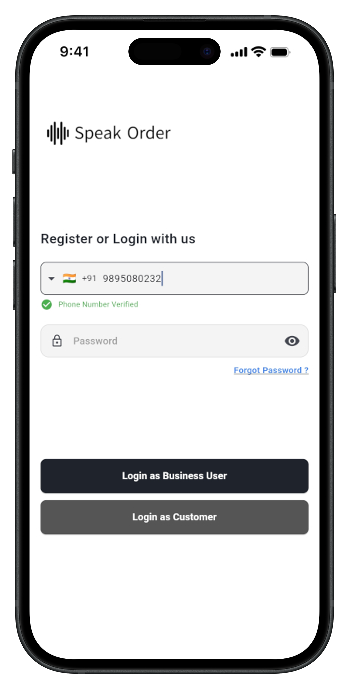 Sign up with Your Phone Number